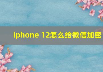 iphone 12怎么给微信加密